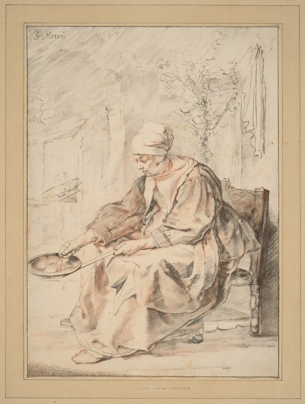 Pancake Woman, by Jacobus Buys, chalk, 1768