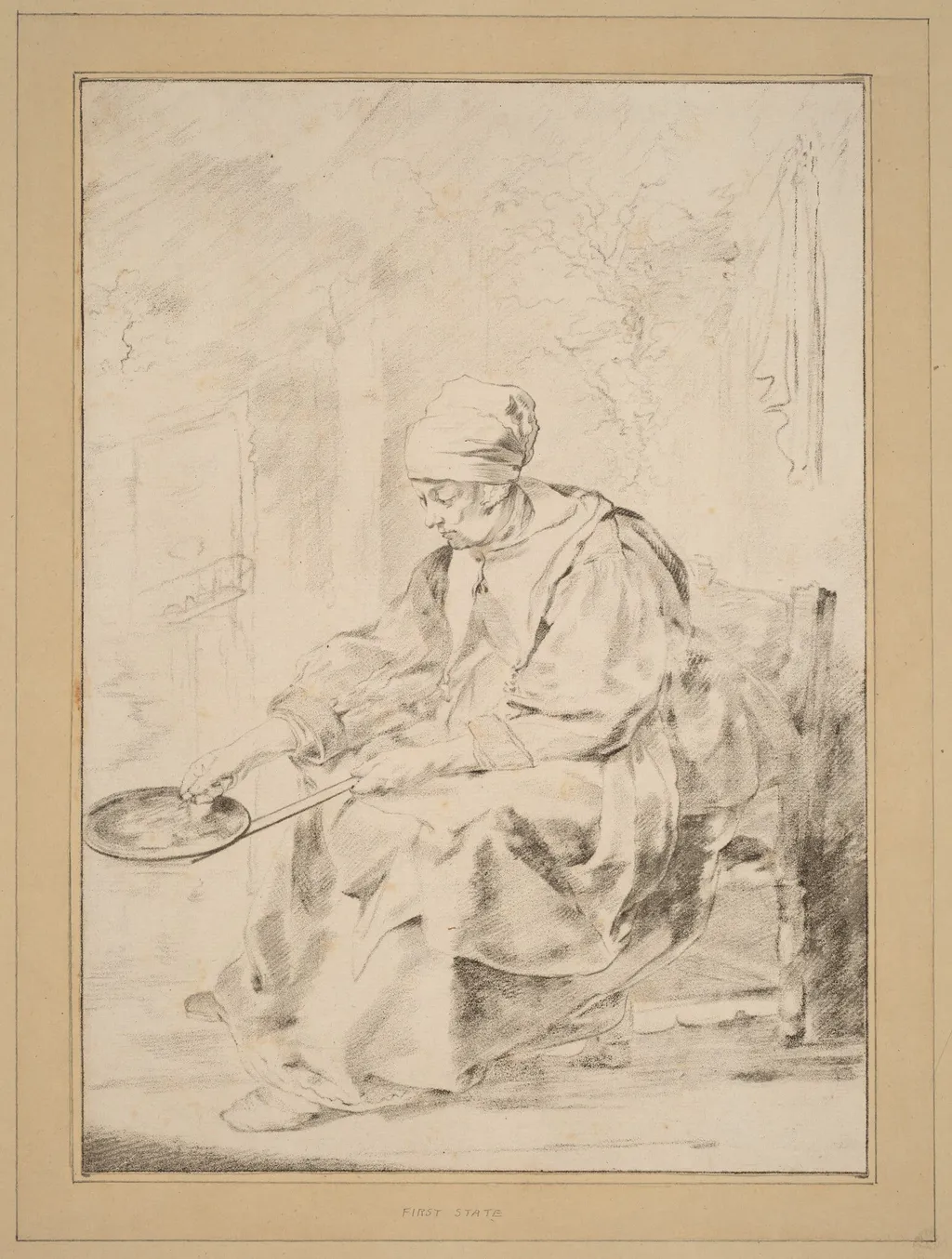 Pancake Woman, by Jacobus Buys, chalk, 1768