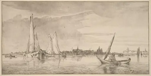 River with Town, by Jacobus Buys