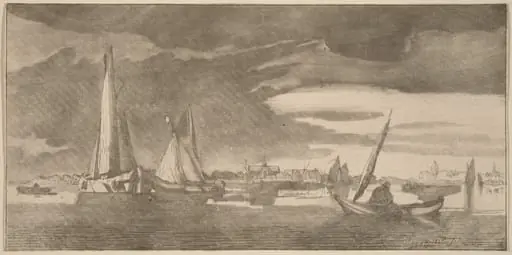 River with Town, by Jacobus Buys