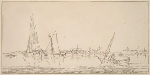 River with Town, by Jacobus Buys