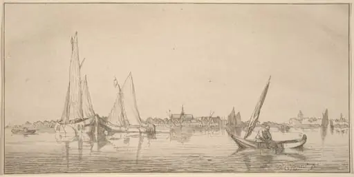 River with Town, by Jacobus Buys