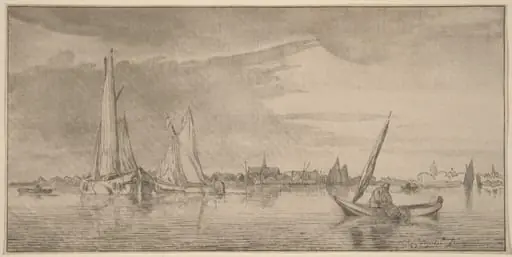 River with Town, by Jacobus Buys