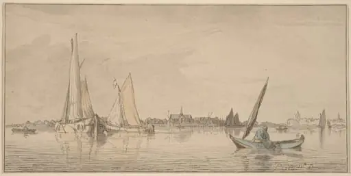 River with Town, by Jacobus Buys