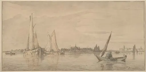 River with Town, by Jacobus Buys