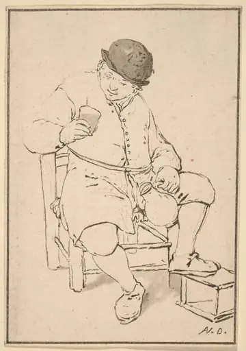 Seated Peasant with Jug, by Jacobus Buys