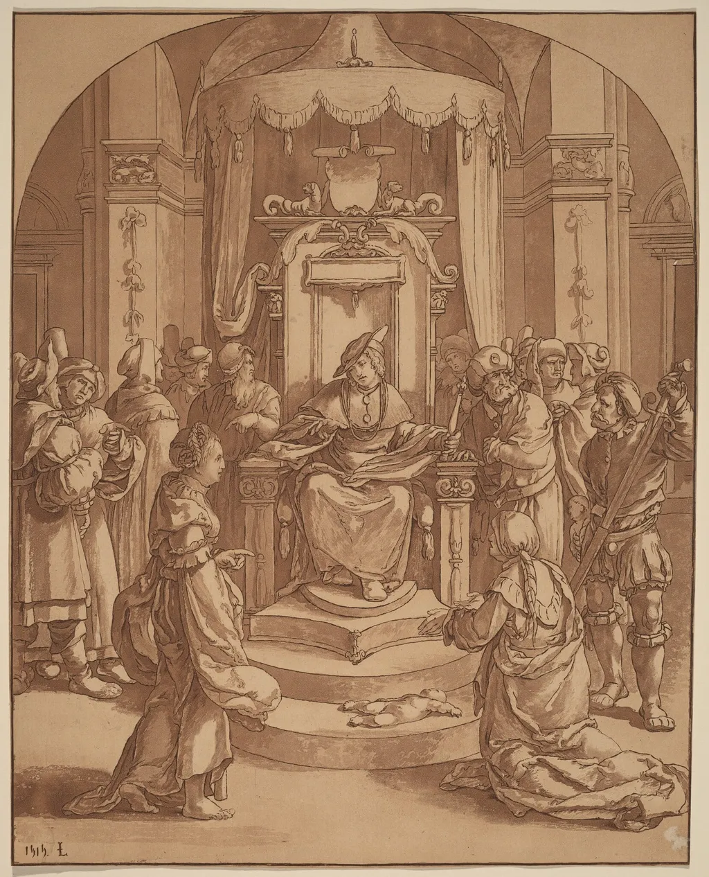 The Judgment of Solomon, by Jacobus Buys, ink, 1782