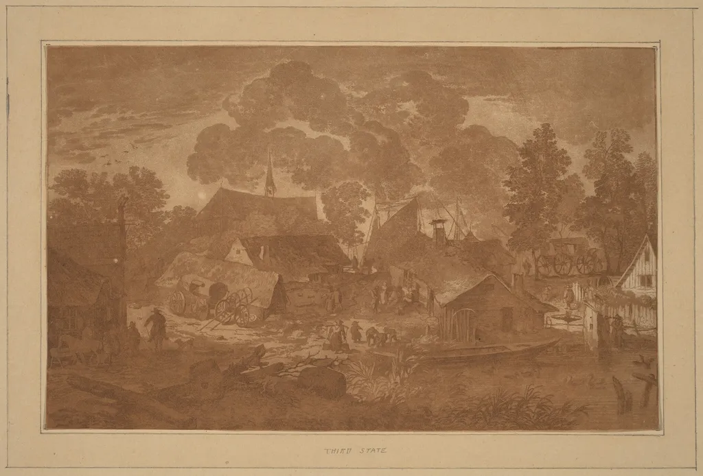Village with Pond, by Jacobus Buys, ink, 1782