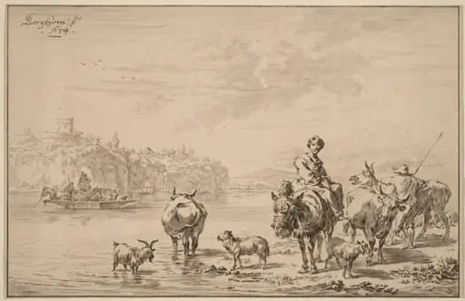 Woman Seated on a Mule, by Jacobus Buys