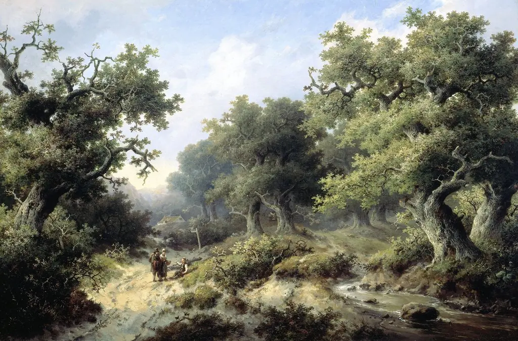 Wooded landscape with travellers, by Jacobus Johannes Cremer