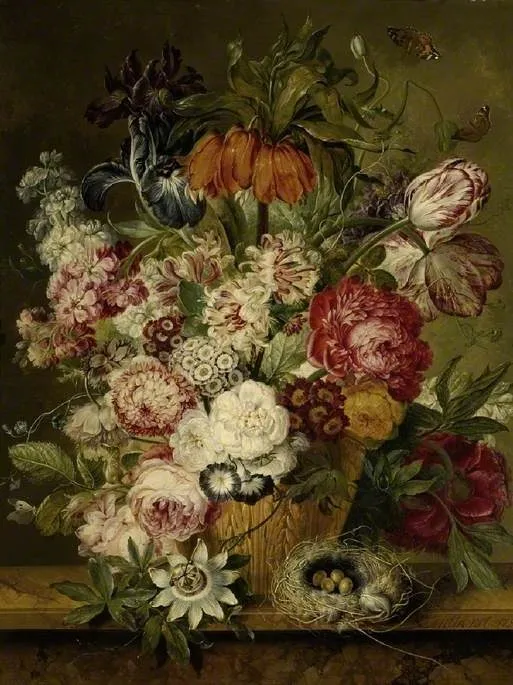 Vase of flowers, by Jacobus Linthorst, oil, 1800