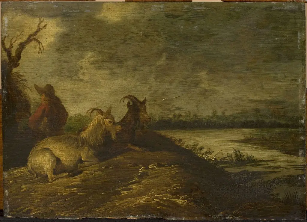 Landscape with goats, by Jacobus Mancadan