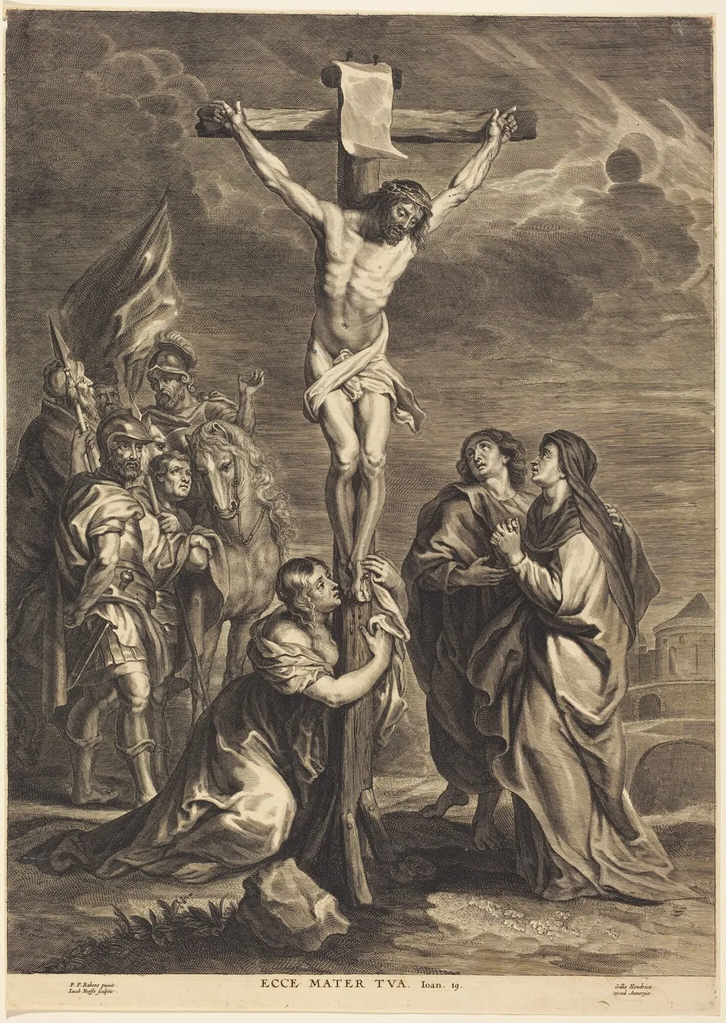 Christ on the Cross, by Jacobus Neeffs, ink