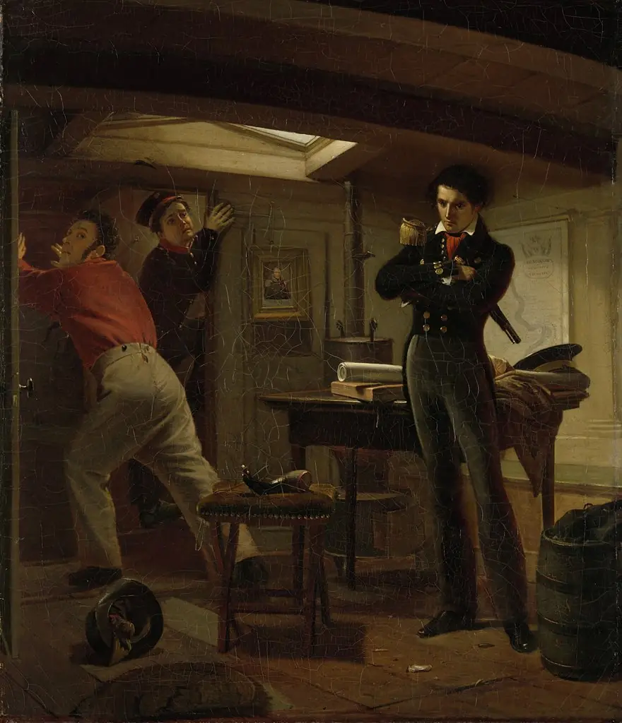 Jan van Speijk Debating whether to Set Fire to the Gunpowder, by Jacobus Schoemaker Doyer