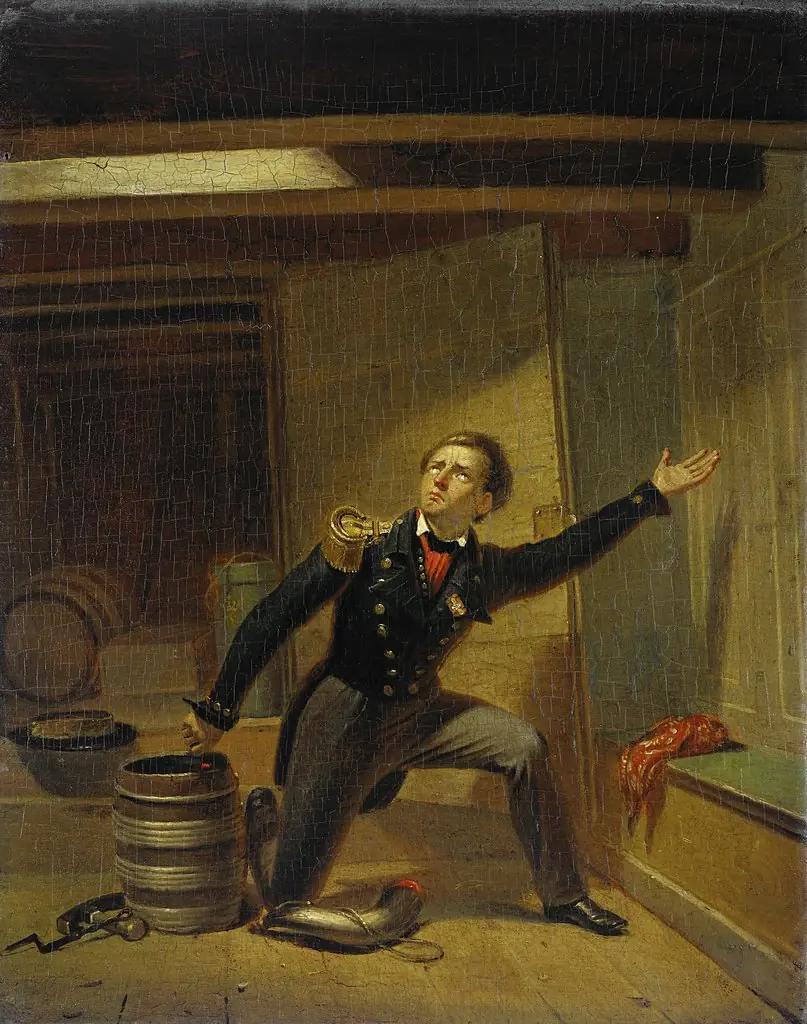 Jan van Speijk steekt de lont in het kruit, 5 februari 1831, by Jacobus Schoemaker Doyer