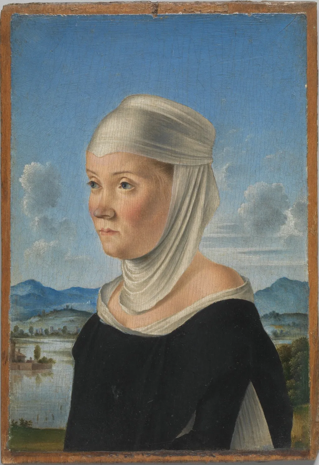 Portrait of a Woman, Possibly a Nun of San Secondo; (verso) Scene in Grisaille, by Jacometto Veneziano, unspecified, 1496