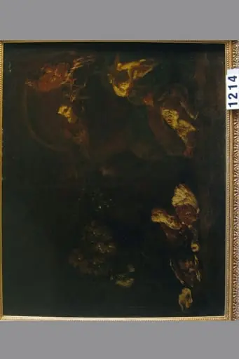 Natură statică cu porumbei (în registrul inventar: Natură moartă și un coș cu porumbei), by Jacomo Victors