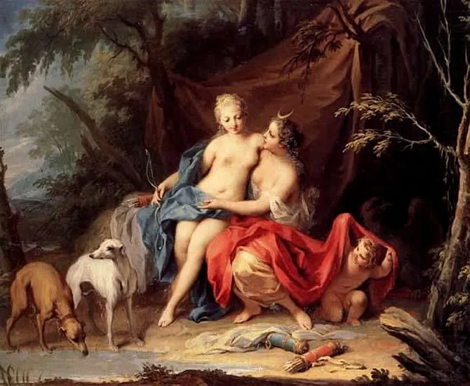Jupiter and Callisto, by Jacopo Amigoni, oil, 1750