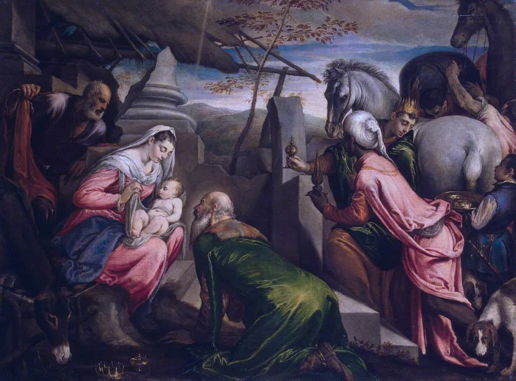 Adoration of the Magi, by Jacopo Bassano, oil, 1568