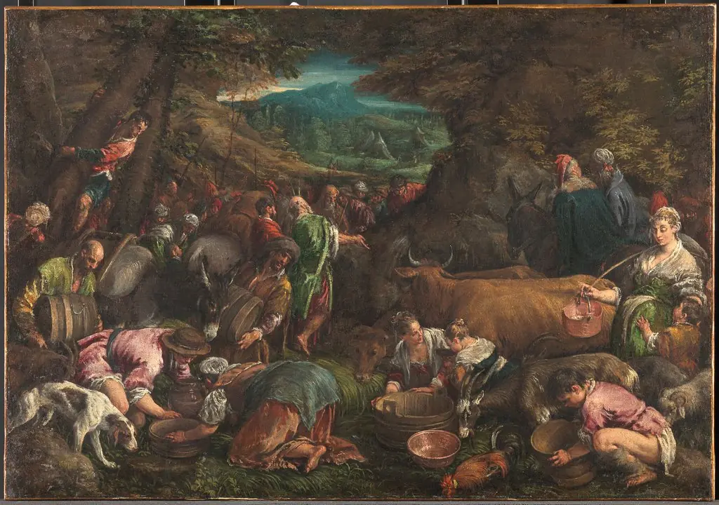 Moses schlägt Wasser aus dem Felsen, by Jacopo Bassano