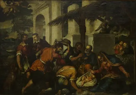 The birth of Jesus and adoration of the shepherds