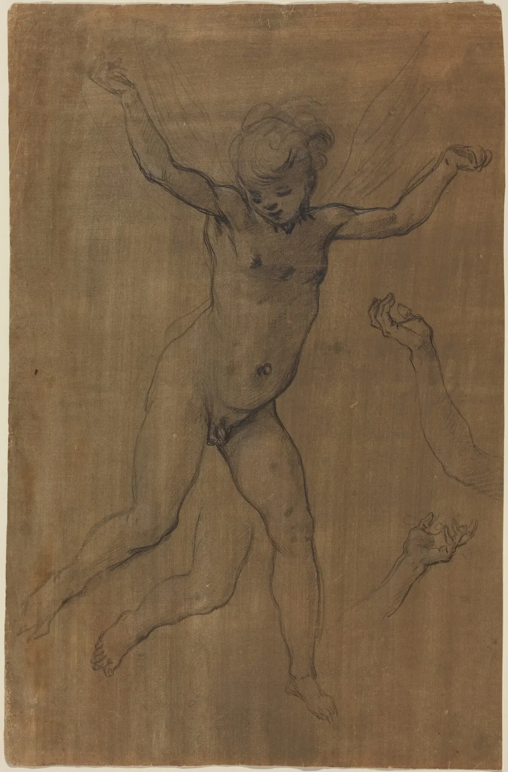 An Angel in Flight, by Jacopo da Empoli, chalk, 1594