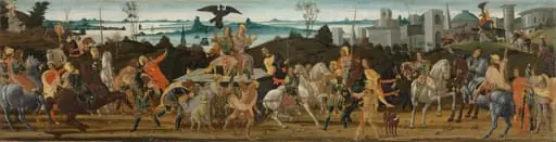 Tarquinius Priscus Entering Rome, by Jacopo da Sellaio