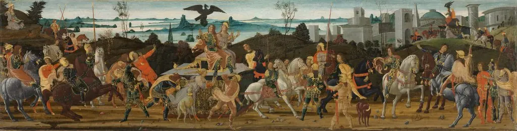 Tarquinius Priscus Entering Rome, by Jacopo da Sellaio