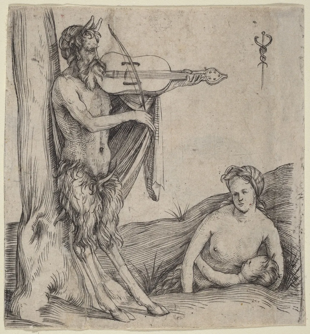 Satyr's Family, by Jacopo de' Barbari, ink, 1504