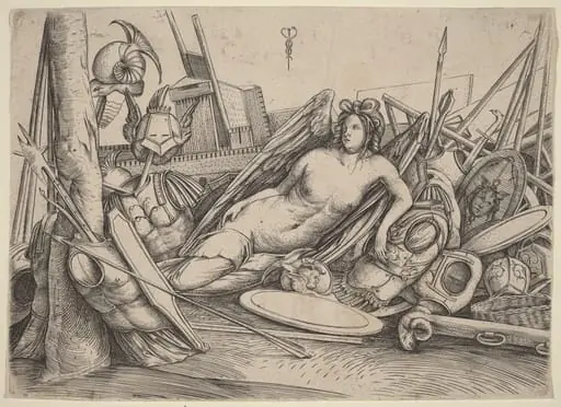 Victory Reclining Amid Trophies, by Jacopo de' Barbari