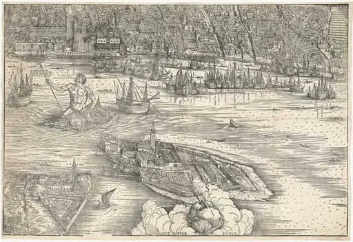 View of Venice [lower center block], by Jacopo de' Barbari