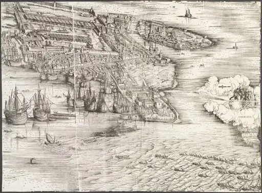 View of Venice [lower right block], by Jacopo de' Barbari