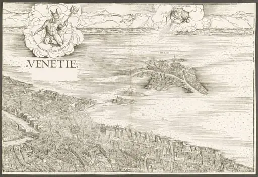 View of Venice [upper center block], by Jacopo de' Barbari
