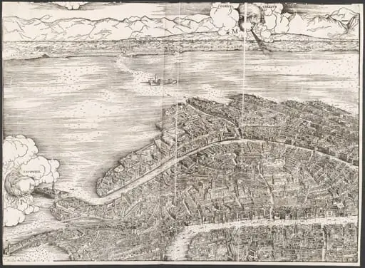 View of Venice [upper left block], by Jacopo de' Barbari