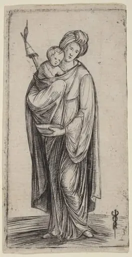 Woman and Child with Distaff, by Jacopo de' Barbari