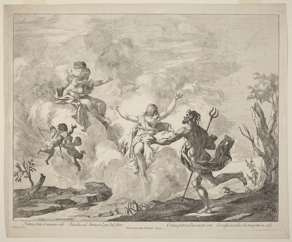 Alpheus and Arethusa, by Jacopo Guarana, ink, 1775