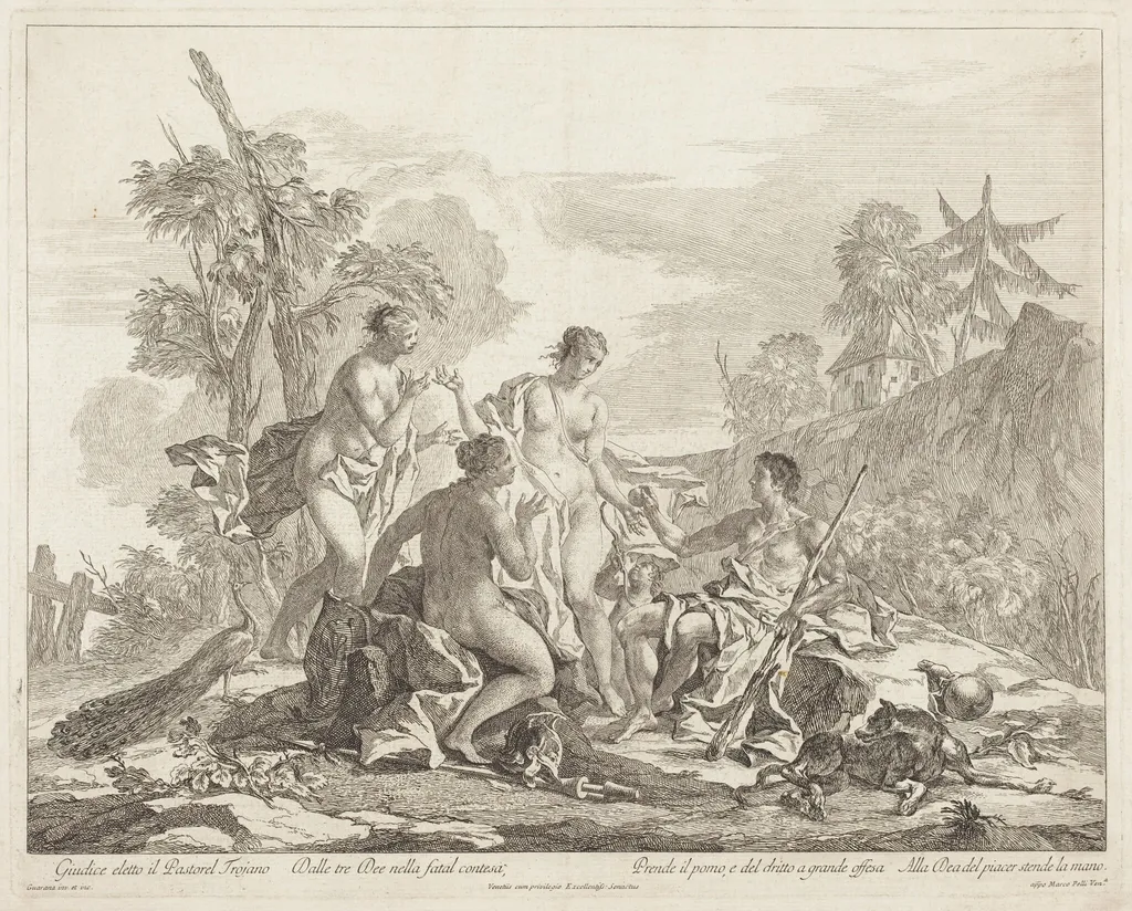 The Judgement of Paris, by Jacopo Guarana, ink, 1764