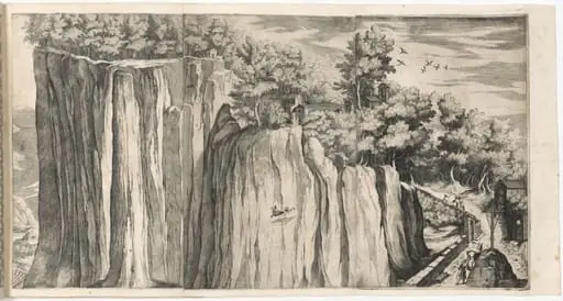 View of the Mountain of La Verna from the Road of Casentino (Vue de la montagne della Vernia...) [plate A], by Jacopo Ligozzi
