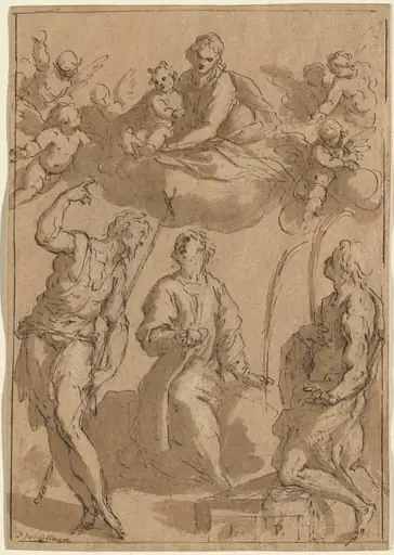 Madonna and Child in Glory with Saints John the Baptist, Stephen, and Lawrence, by Jacopo Palma il Giovane