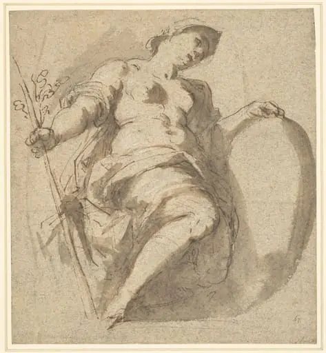 Minerva Holding a Shield and Branch, by Jacopo Palma il Giovane