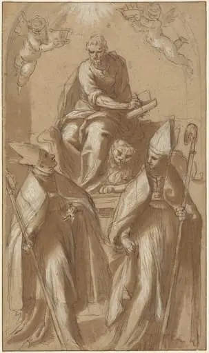 Saint Mark with Two Bishops and Putti, by Jacopo Palma il Giovane