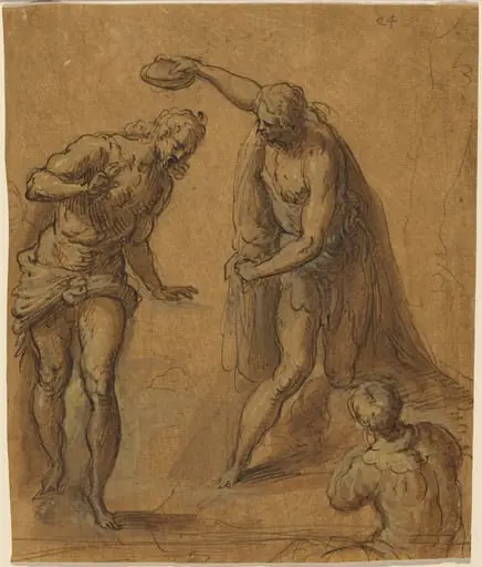 Sketch for a Baptism of Christ, by Jacopo Palma il Giovane