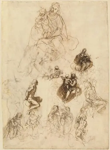 Studies of the Virgin and Child with Saints, by Jacopo Palma il Giovane