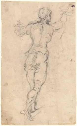 A Striding Youth with His Arms Raised, Seen from Behind, by Jacopo Tintoretto