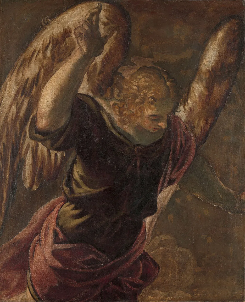 Angel from the Annunciation to the Virgin, by Jacopo Tintoretto, oil