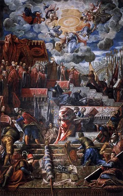 Doge Nicolò da Ponte Receiving a Laurel Crown from Venice, by Jacopo Tintoretto