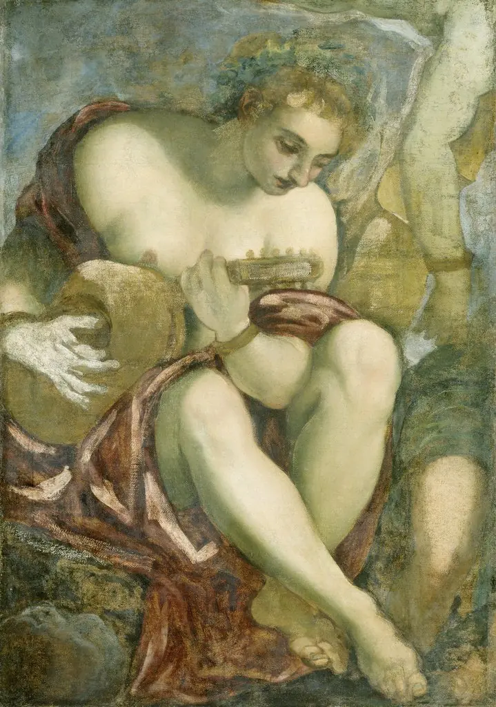Muse with Lute, by Jacopo Tintoretto, 1550