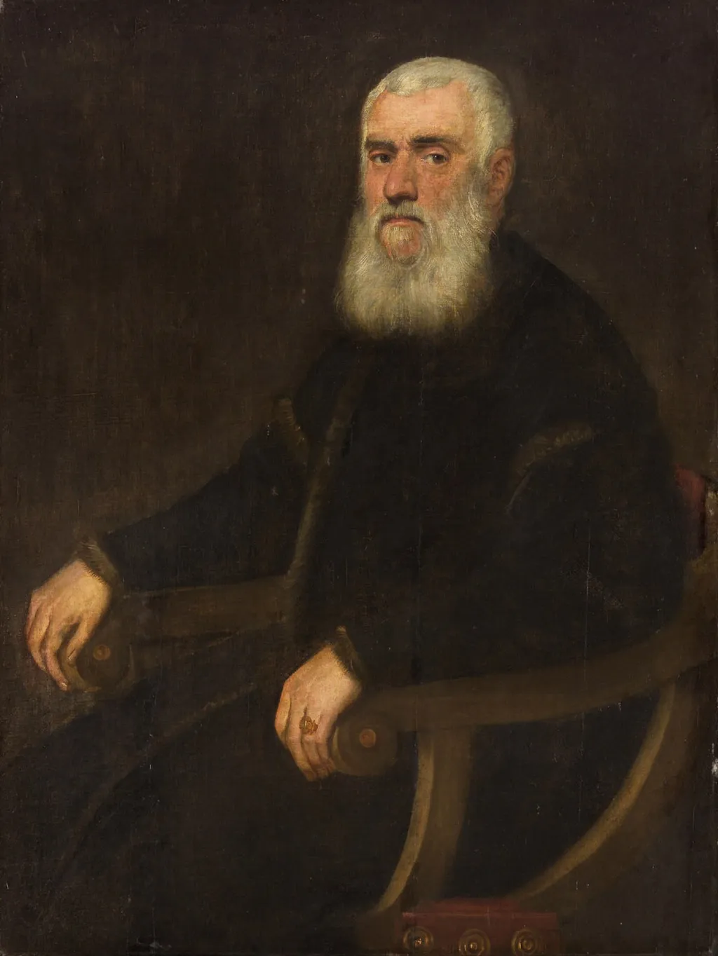 Portrait of a white-bearded man in an armchair, by Jacopo Tintoretto, unspecified, 1562