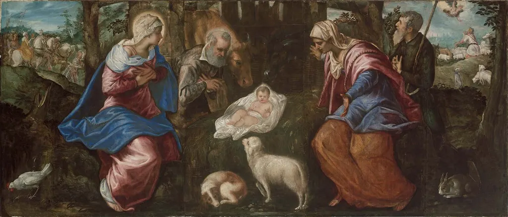 The Nativity, by Jacopo Tintoretto, oil, 1566