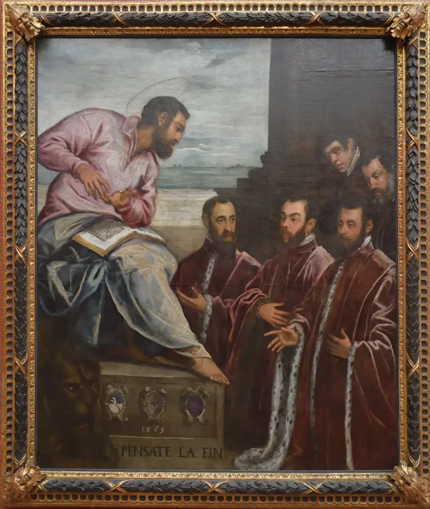 Three Venetian city chamberlains before St. Mark, by Jacopo Tintoretto
